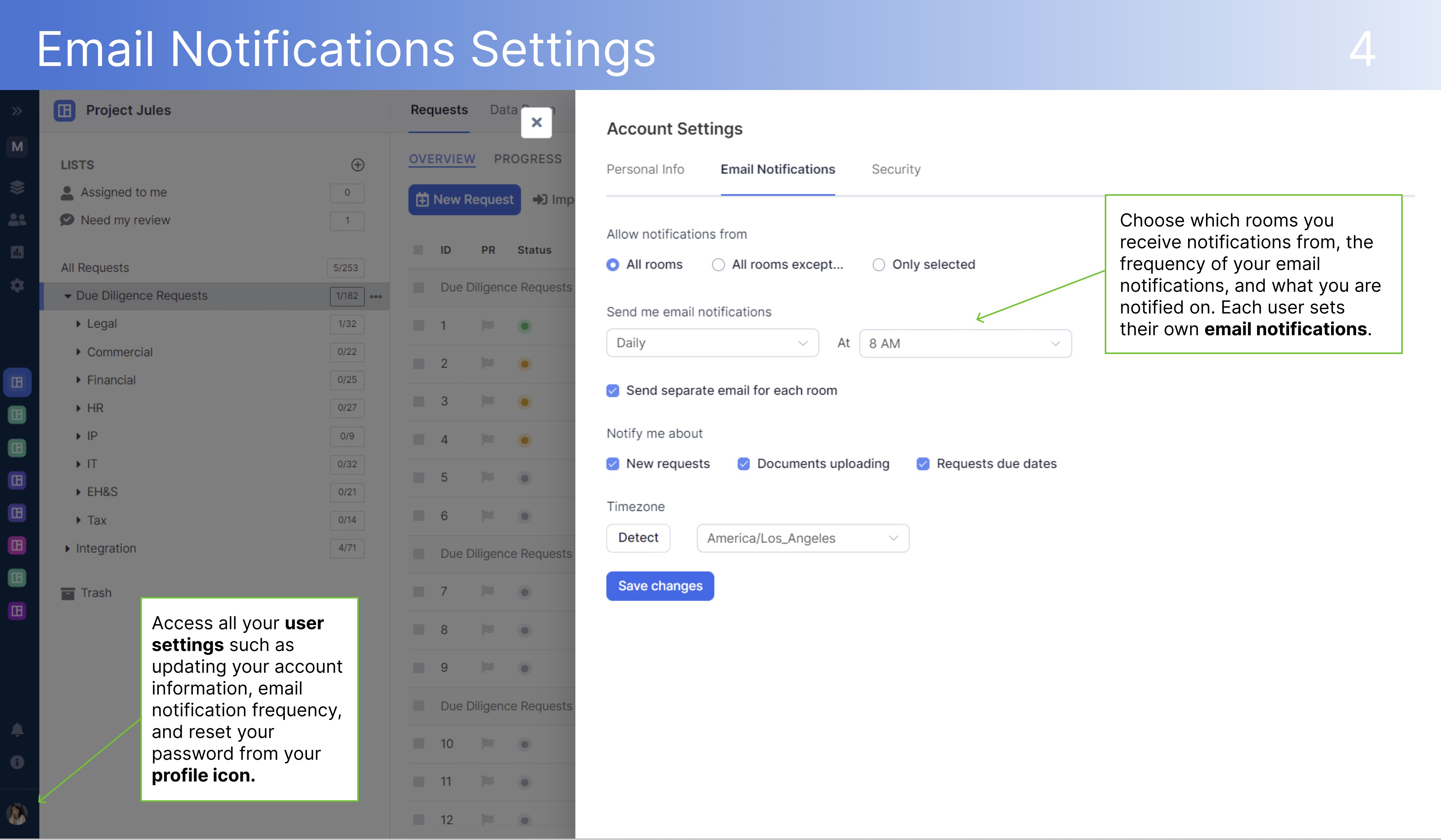 DealRoom Email Notification Settings