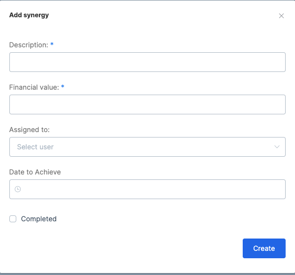 add deal synergies in dealroom