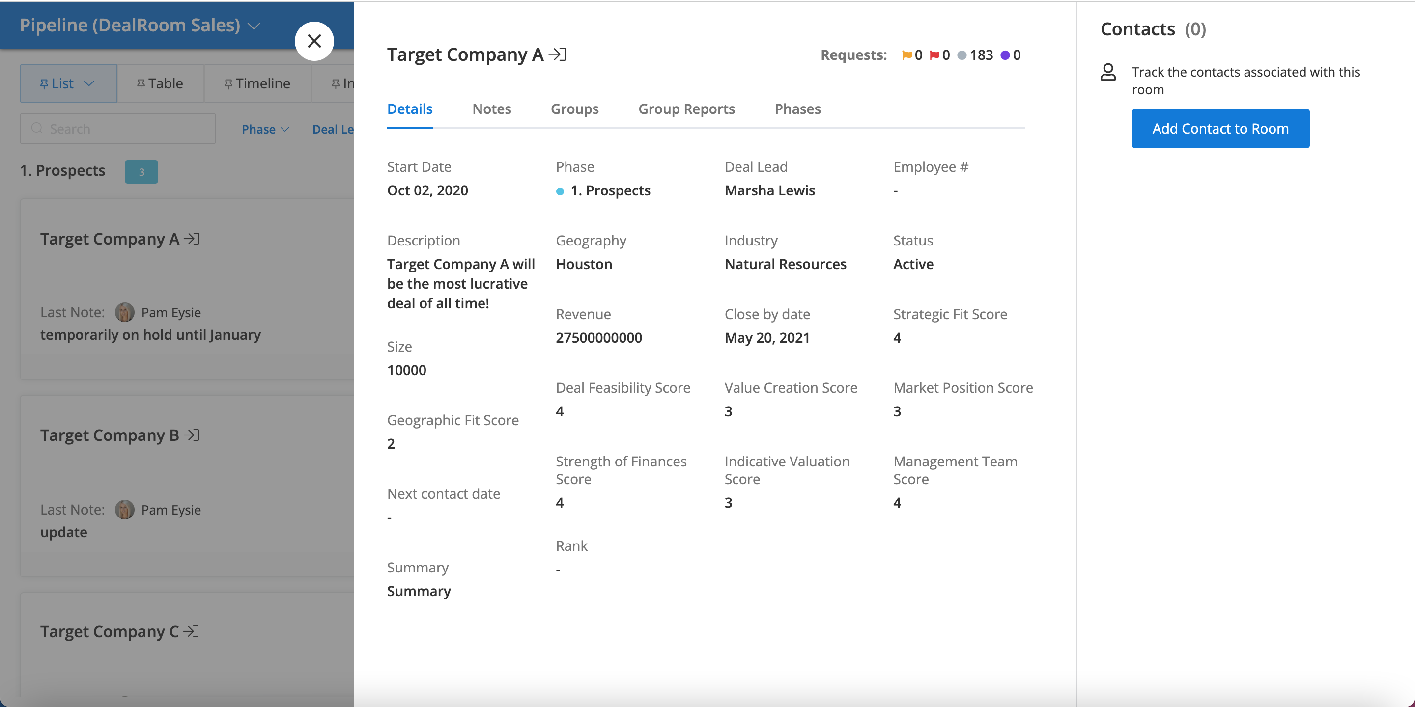 Add contact to deal card